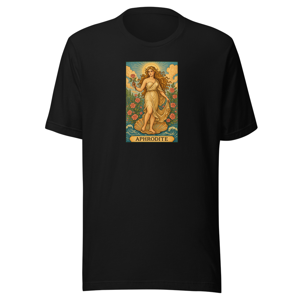 afrodite-nel-giardino-di-rose-italia-027-maglietta-unisex | Black | mockup nativo trasparente frontale
