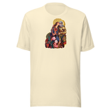 Il bacio tra ricami e fiori, maglietta unisex naturale, mockup nativo trasparente del fronte.