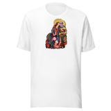 Maglietta unisex bianca con Il bacio tra ricami e fiori, mockup nativo trasparente del fronte.