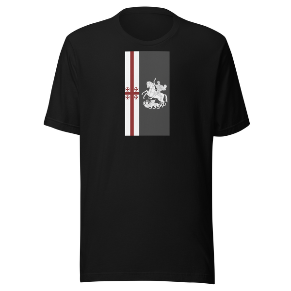 Maglietta Black, cinque-croci-cavaliere-e-drago-asia-090-maglietta-unisex. Mockup nativo trasparente.