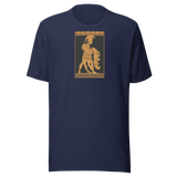 Il guerriero e il compagno · maglietta blu navy, vista frontale. Mockup nativo trasparente.
