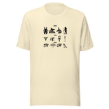 Maglietta Natural, dodici-simboli-sotto-tre-nomi-medio-oriente-140-maglietta-unisex. Mockup nativo trasparente.