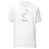 Maglietta unisex White, vista frontale. La persona giusta, il momento sbagliato. Mockup nativo trasparente.