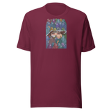 Uno sguardo oltre lo strappo, maglietta unisex bordeaux, mockup nativo trasparente del fronte.